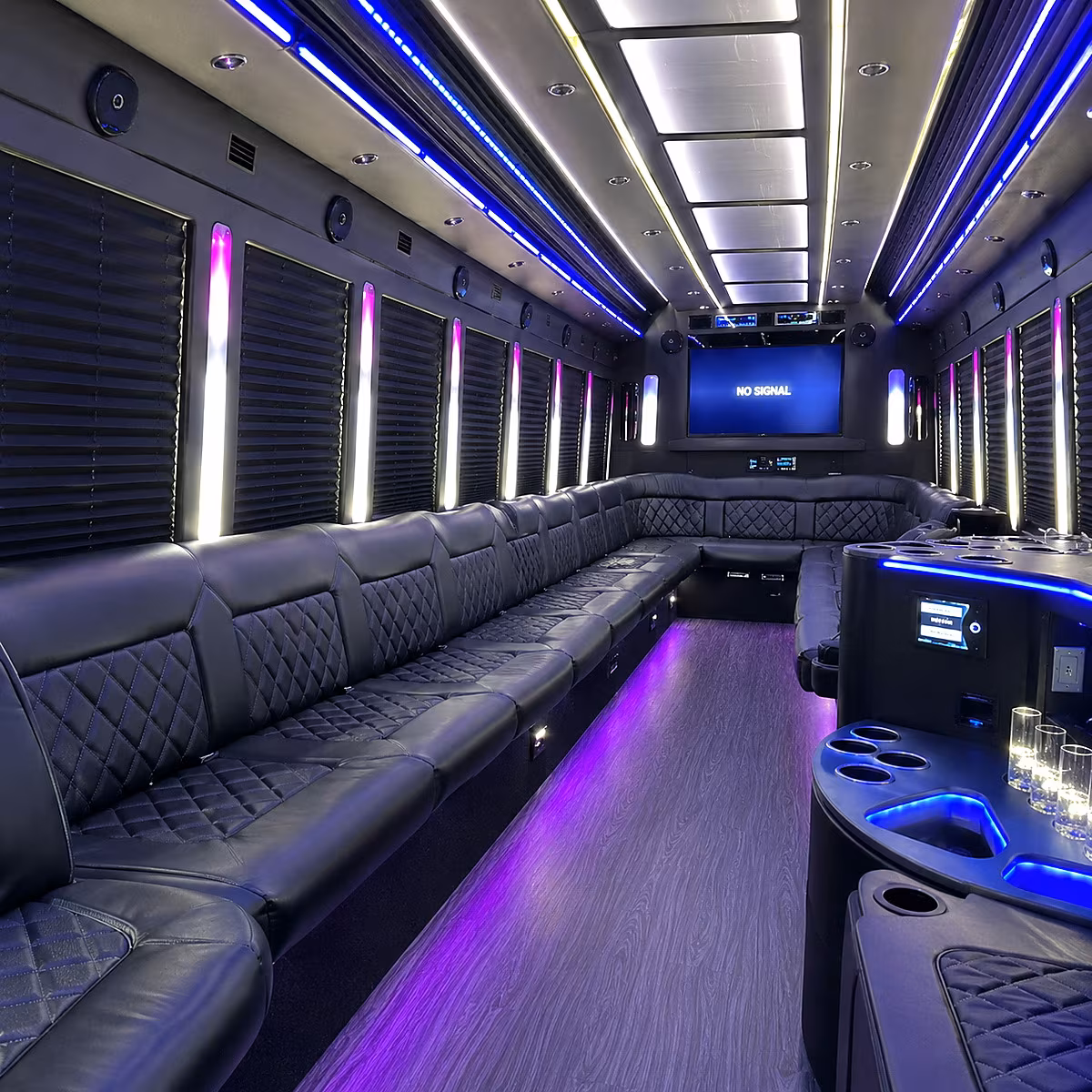 Lancaster Private Event Transportation party bus interior
