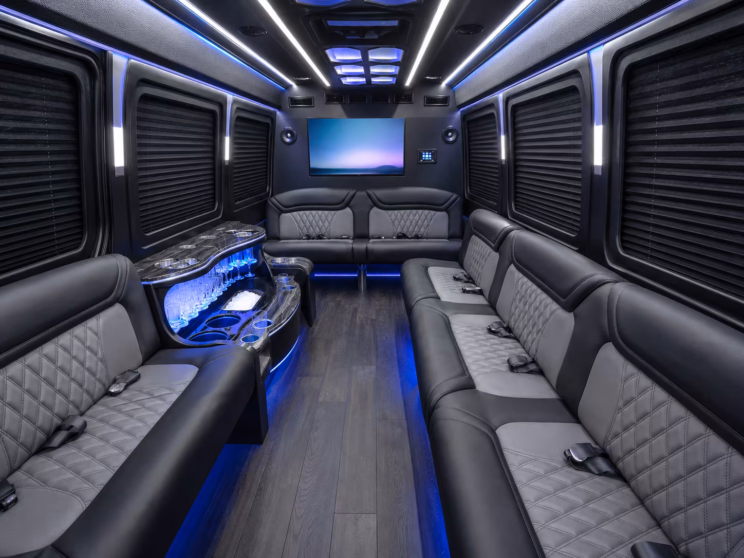 Lancaster School Event Transportation party bus exterior