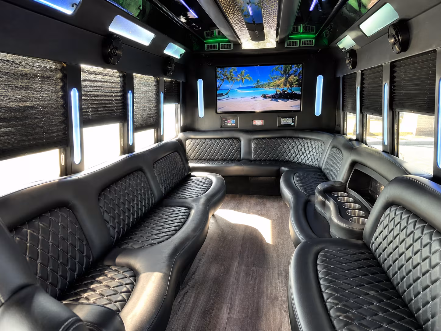 Lancaster Sporting Event Transportation party bus interior